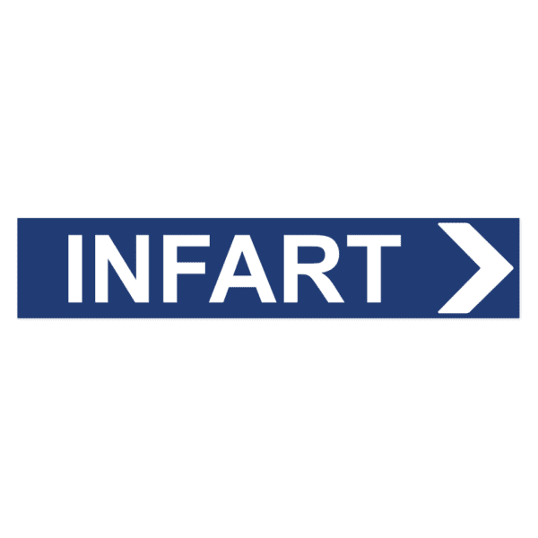 Infart pil höger-skylten har storleken 750x150mm och tillverkas i materialet Aluminium 2mm Plan. Denna standardskylt kan anpassas så att du kan skapa din egen version av skylten.
