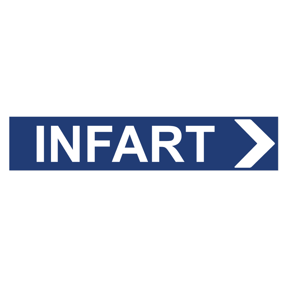Infart pil höger-skylten har storleken 750x150mm och tillverkas i materialet Aluminium 2mm Plan. Denna standardskylt kan anpassas så att du kan skapa din egen version av skylten.