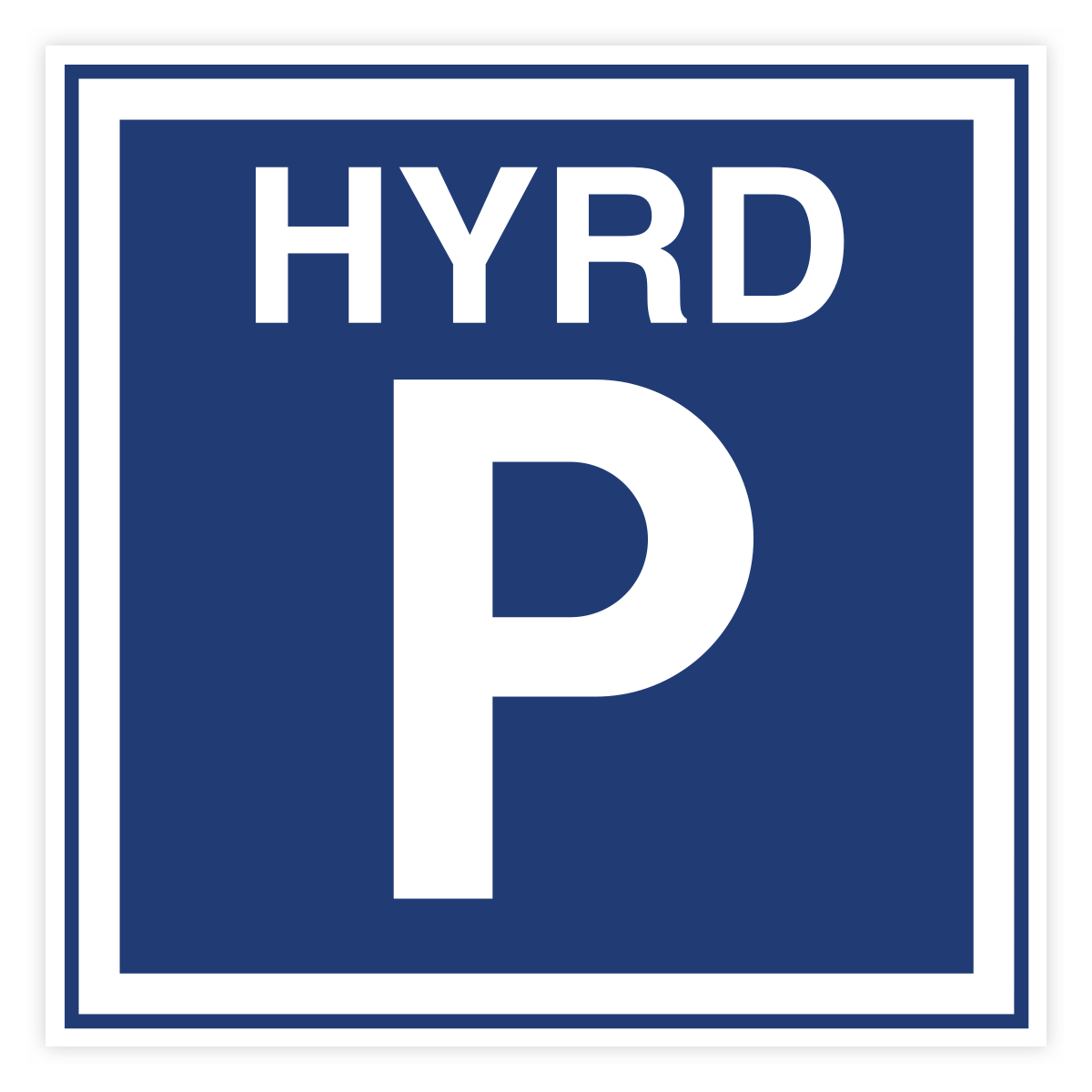 Hyrd parkering-skylten har storleken 310x310mm och tillverkas i materialet Aluminium 2mm kantvikt. Denna standardskylt kan anpassas så att du kan skapa din egen version av skylten.